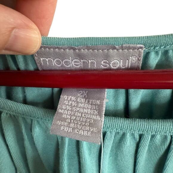 Modern Soul Top Women's 2XL XXL Green L/S Relaxed Oversized Stretch Boxy - Picture 3 of 8